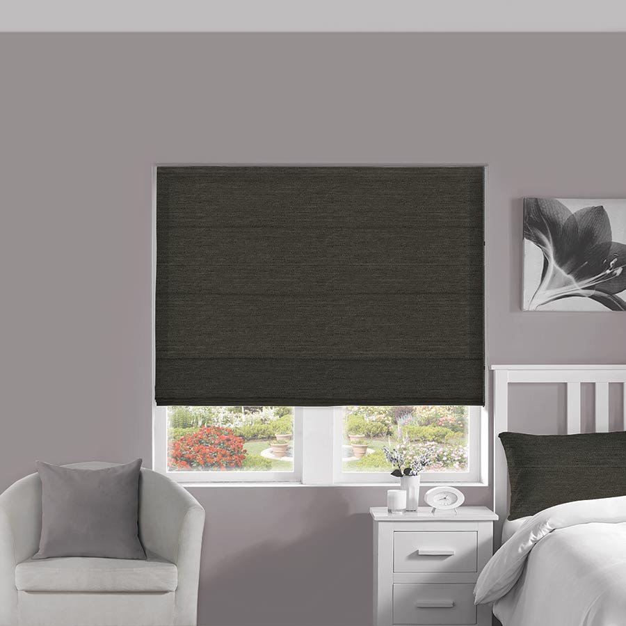 Taffeta Graphite Roman Blind | Black Blinds Dubai