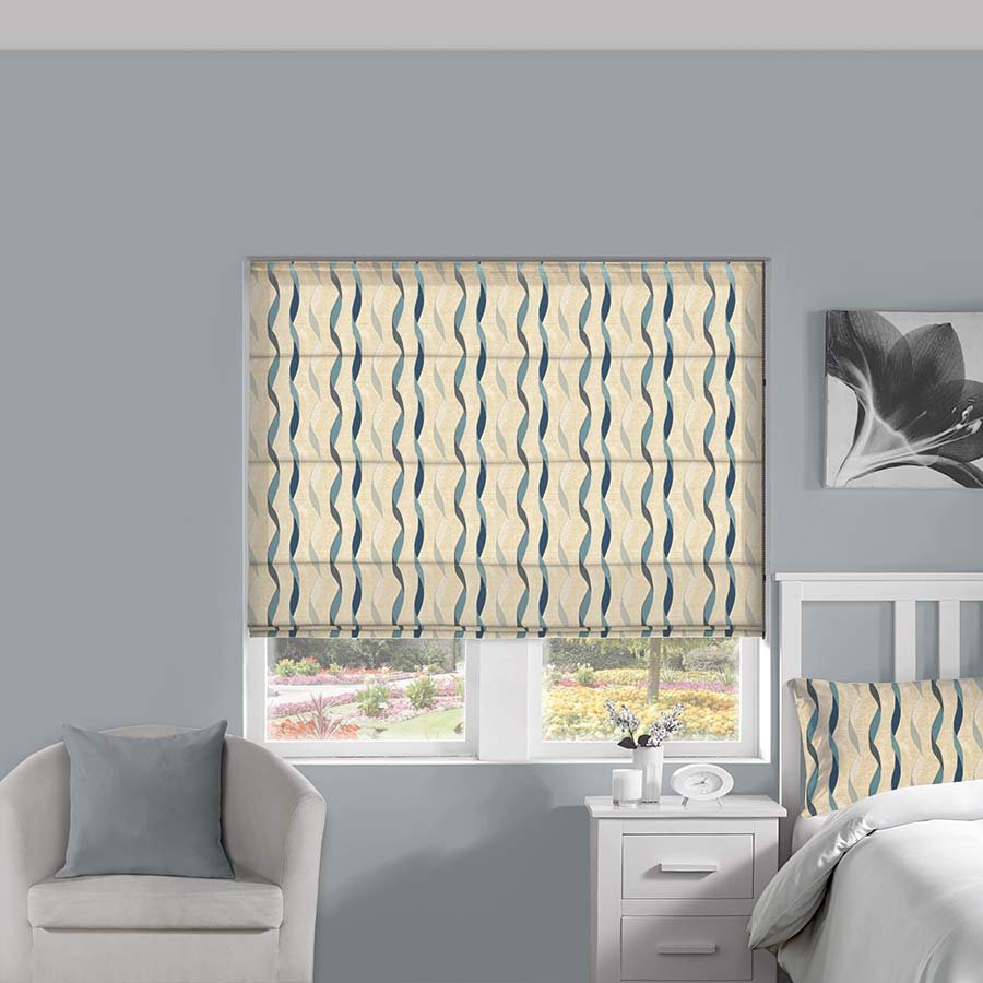 Ribbon Blue Roman Blind | Blue Blinds Dubai