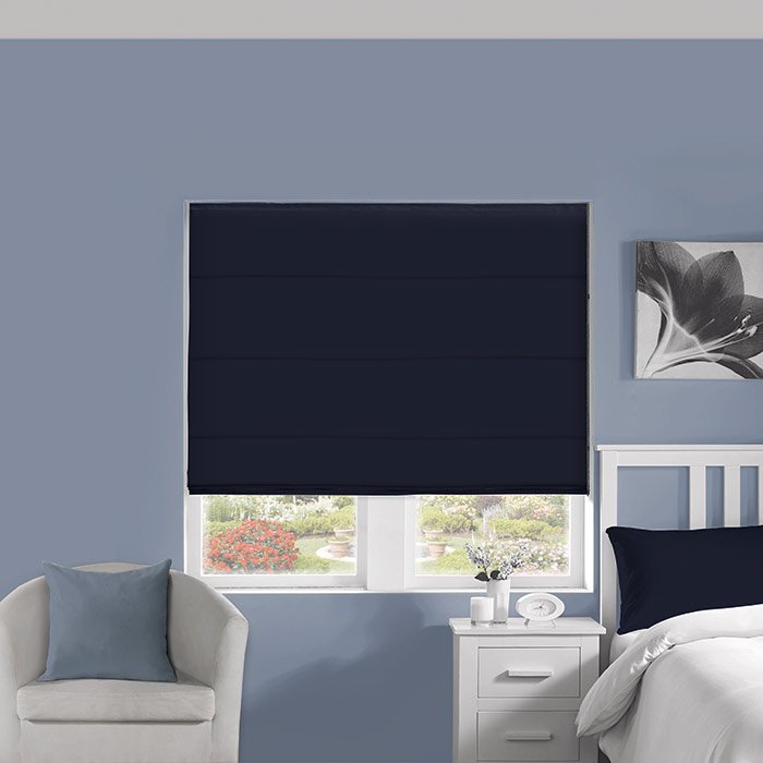 Silky Navy Roman Blind | Blue Blinds Dubai