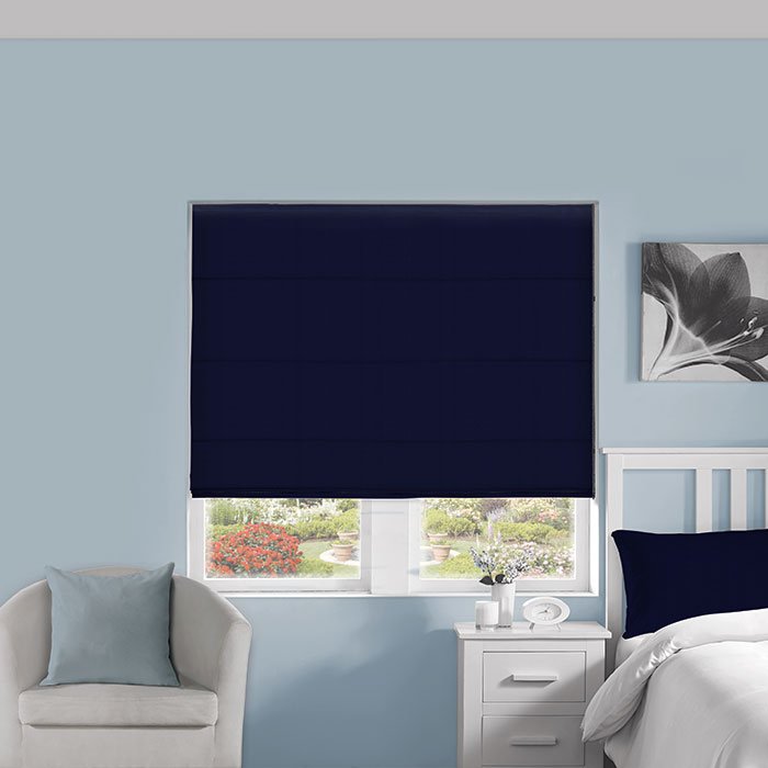 Velvet Midnight Blue Roman Blind | Blue Blinds Dubai