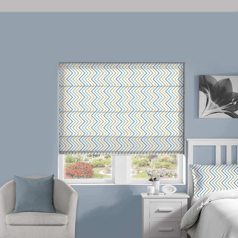 Zigzag Azure Roman Blind | Blue Blinds Dubai