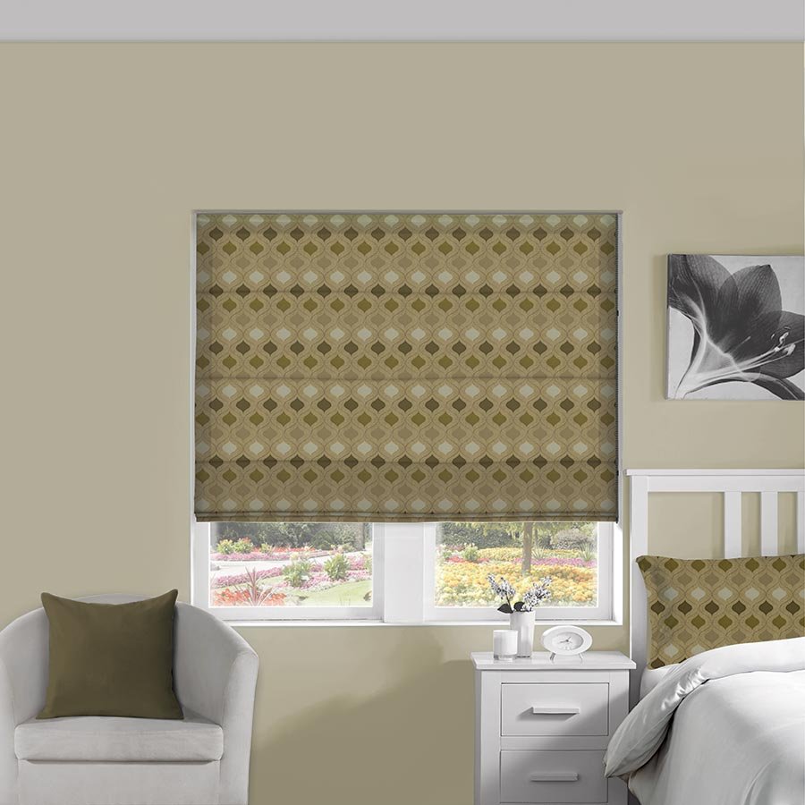 Brocade Pecan Roman Blind | Brown Blinds Dubai