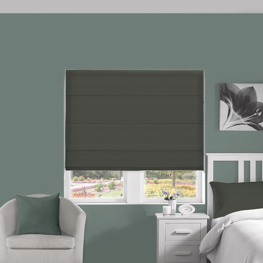 Sateen Smoke Roman Blind | Grey Blinds Dubai