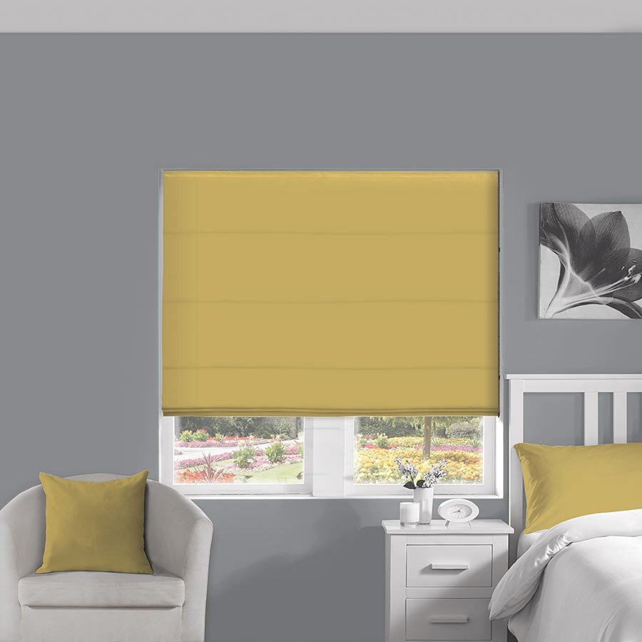 Silky Gold Roman Blind | Orange & Yellow Blinds Dubai