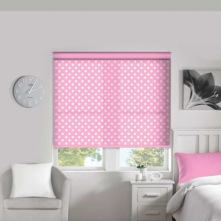 Polka Dots Fuchsia Roller Blind | Red Blinds Dubai