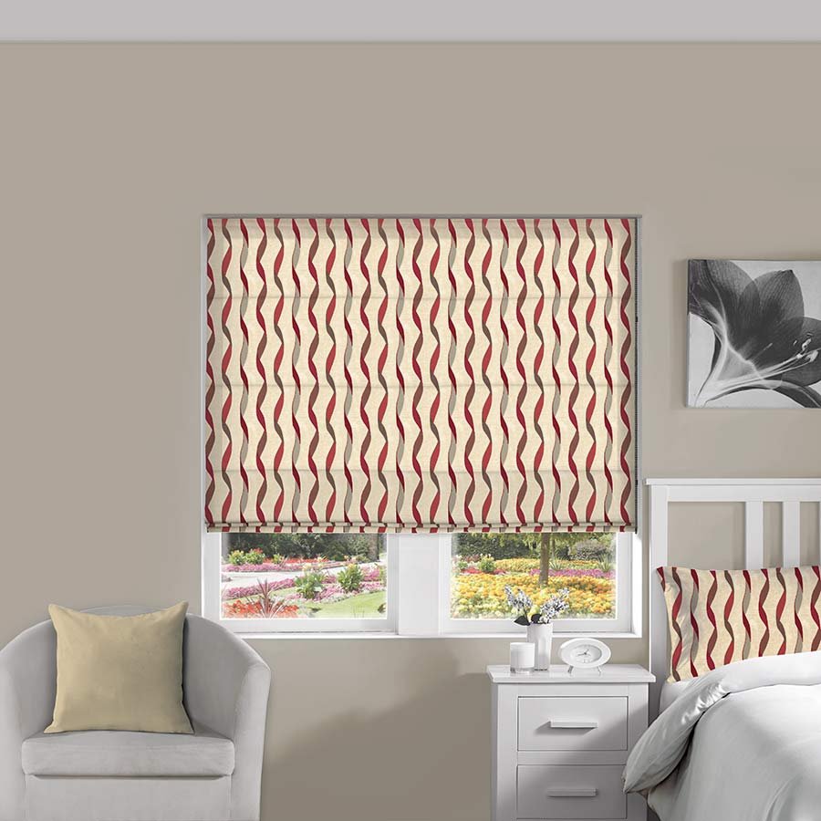 Ribbon Red Roman Blind | Red Blinds Dubai