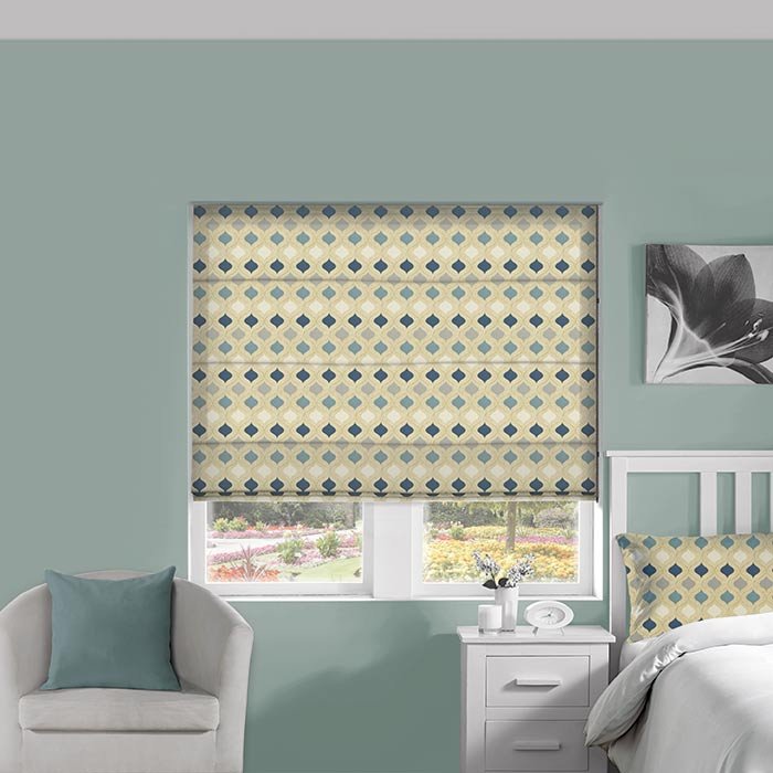 Brocade Cobalt Roman Blind | Roman Blinds Dubai