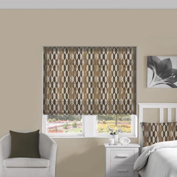 Geometric Bronze Roman Blind | Roman Blinds Dubai