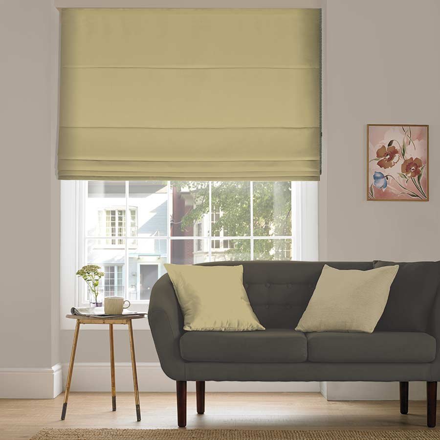 Raffia Vanilla Velvet Roman Blind | Roman Blinds Dubai