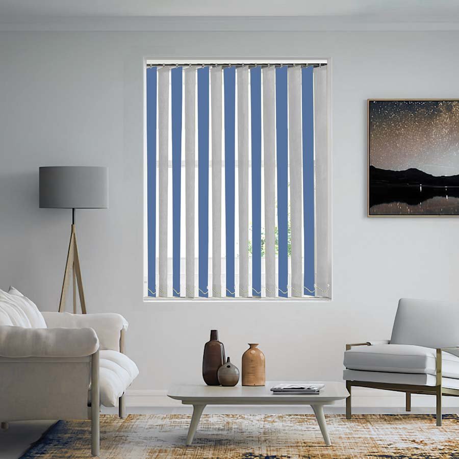 Admiral Blue White Vertical Blind | Vertical Blinds Dubai